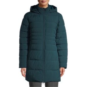 Swiss Tech Hooded Green Quilted Puffer Jacket, Size Small (4-6)